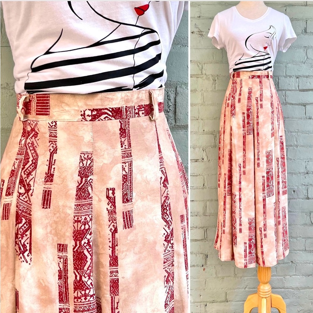 Vintage Novelty Striped Print Midi Skirt